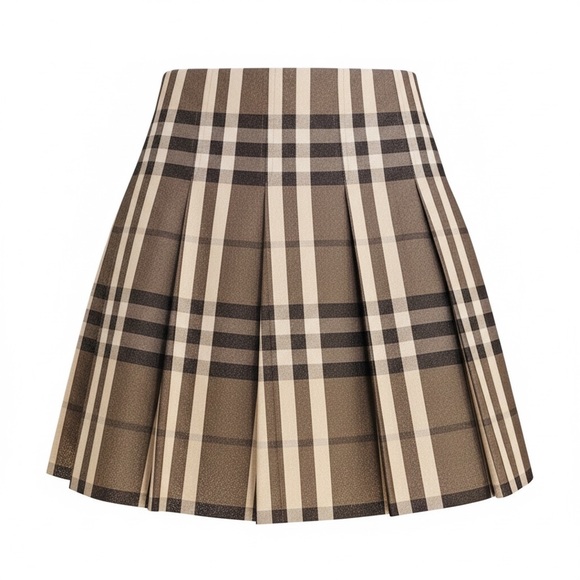 Burberry Dresses & Skirts - Burberry Tan and Brown Plaid Pleated Mini Skirt